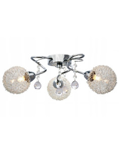 Plafon Vesna w chromie z kryształami - nowoczesna lampa sufitowa do salonu i korytarza, 3x G9, elegancki design.