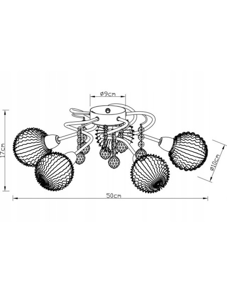Plafon Vesna 5-punktowy w kolorze srebrnym - elegancka lampa sufitowa do nowoczesnych wnętrz