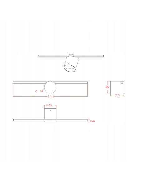 Kinkiet LED Modern Slim M 40cm biały - eleganckie oświetlenie do lustra i ściany, energooszczędny, ciepłe światło 3000K