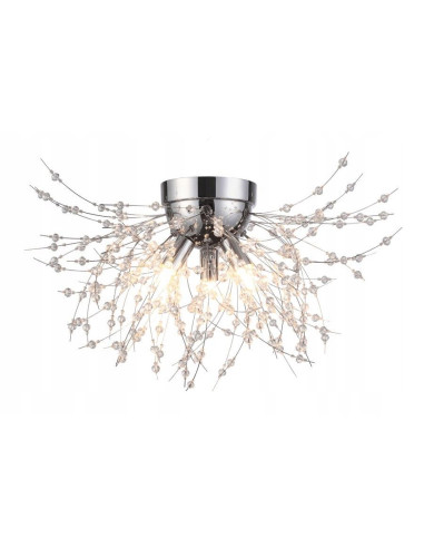 Nowoczesny plafon kryształowy Pearls w chromie - elegancka lampa sufitowa do sypialni i salonu