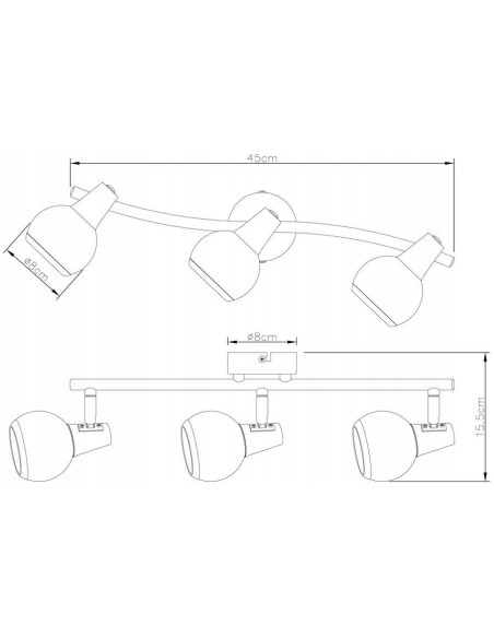 Nowoczesny plafon Loris z chromowanym wykończeniem i trzema białymi kloszami - eleganckie oświetlenie do wnętrz.