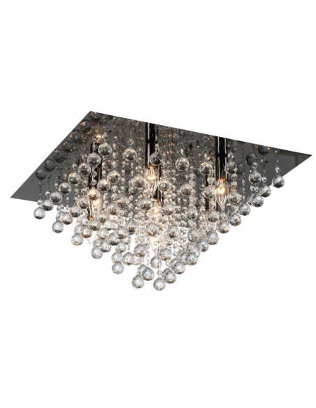 Elegancki plafon kwadratowy Lancaster Crystal w grafitowym kolorze do nowoczesnych wnętrz i stylowych salonów