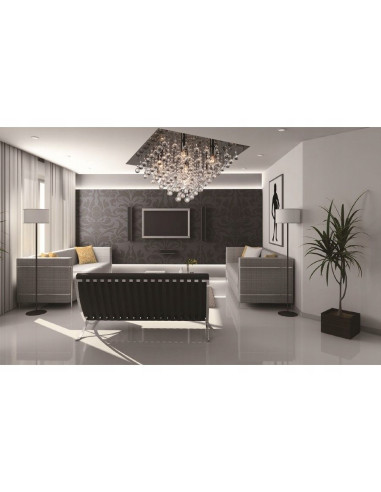 Elegancki plafon kwadratowy Lancaster Crystal w grafitowym kolorze do nowoczesnych wnętrz i stylowych salonów