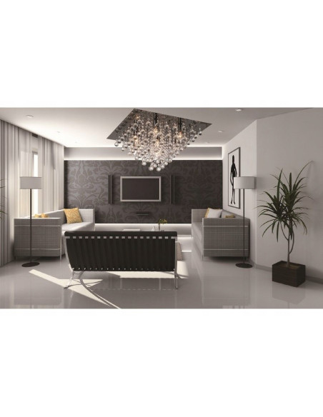 Elegancki plafon kwadratowy Lancaster Crystal w grafitowym kolorze do nowoczesnych wnętrz i stylowych salonów