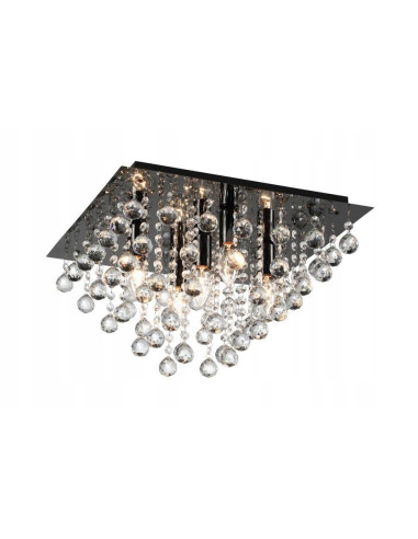 Nowoczesna czarna lampa sufitowa z kryształami Lancaster – elegancki plafon do stylowych wnętrz
