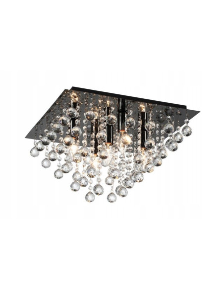 Nowoczesna czarna lampa sufitowa z kryształami Lancaster – elegancki plafon do stylowych wnętrz