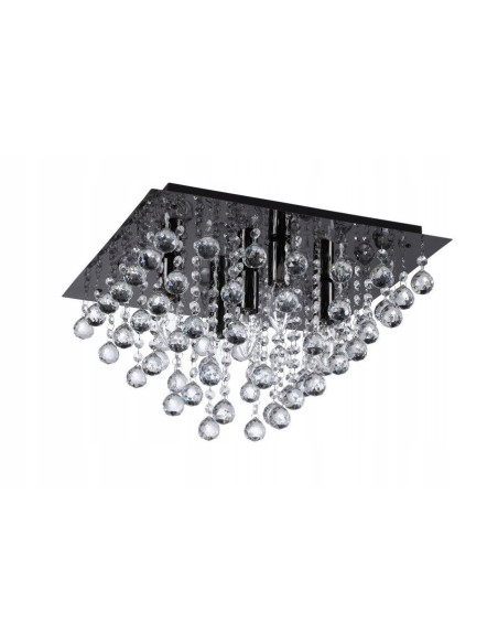 Nowoczesna czarna lampa sufitowa z kryształami Lancaster – elegancki plafon do stylowych wnętrz
