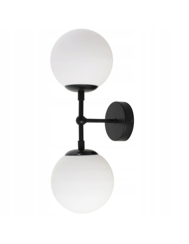 Lampa ścienna DORADO - elegancki kinkiet z białymi kulami, minimalistyczny design do salonu i holu, metal i szkło.