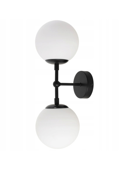 Lampa ścienna DORADO - elegancki kinkiet z białymi kulami, minimalistyczny design do salonu i holu, metal i szkło.