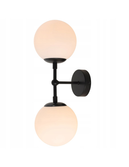 Lampa ścienna DORADO - elegancki kinkiet z białymi kulami, minimalistyczny design do salonu i holu, metal i szkło.
