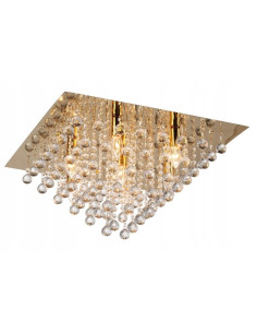 Plafon złoty 56 cm Lancaster z kryształami - eleganckie oświetlenie do salonu i jadalni