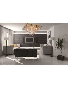 Plafon złoty 56 cm Lancaster z kryształami - eleganckie oświetlenie do salonu i jadalni 2