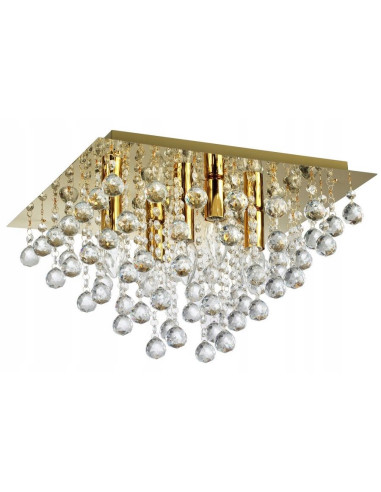 Plafon Kryształowy Lester w Złocie – Elegancka Lampa Sufitowa do Sypialni, Salonu i Jadalni