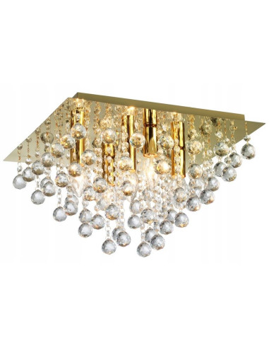 Plafon Kryształowy Lester w Złocie – Elegancka Lampa Sufitowa do Sypialni, Salonu i Jadalni