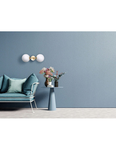 Lampa ścienna DORADO 2 - elegancki kinkiet z dwoma kloszami w złotej konstrukcji do biura i stylowych wnętrz