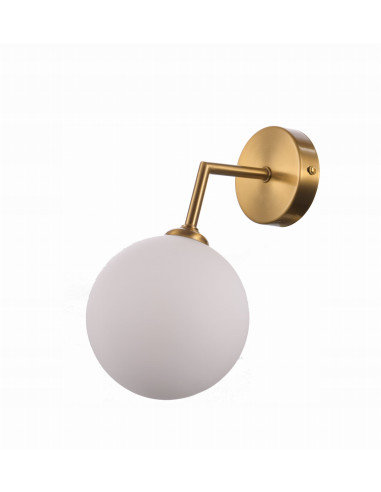 Lampa Ścienna Dorado - Elegancki Kinkiet z Mleczną Kulą i Złotym Stelażem do Korytarza i Holu