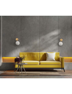 Lampa Ścienna Dorado - Elegancki Kinkiet z Mleczną Kulą i Złotym Stelażem do Korytarza i Holu 2