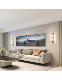 Kinkiet Lorenzo Maxlight z kryształowymi akcentami, srebrny, nowoczesny dodatek do sypialni i salonu, 2xE14 2