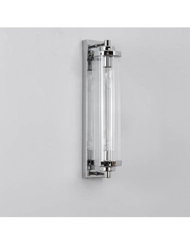 Kinkiet Lorenzo Maxlight z kryształowymi akcentami, srebrny, nowoczesny dodatek do sypialni i salonu, 2xE14