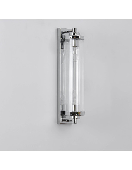 Kinkiet Lorenzo Maxlight z kryształowymi akcentami, srebrny, nowoczesny dodatek do sypialni i salonu, 2xE14