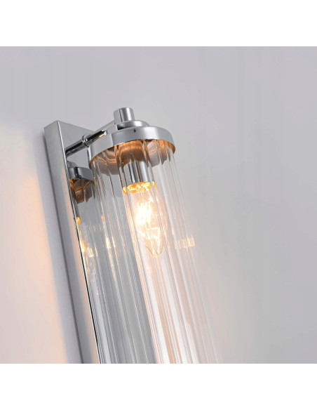 Kinkiet Lorenzo Maxlight z kryształowymi akcentami, srebrny, nowoczesny dodatek do sypialni i salonu, 2xE14