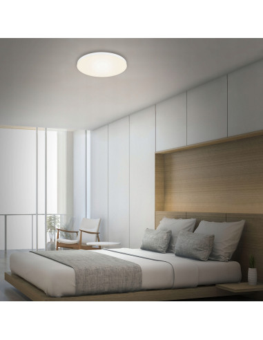 Plafon LED Briloner 38,7 cm, okrągły, biały - nowoczesne oświetlenie do kuchni i przestrzeni wspólnych, 24,5W, 2550 lumenów