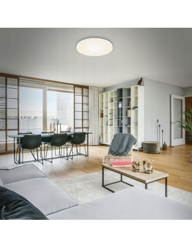 Plafon LED Briloner 38,7 cm, okrągły, biały - nowoczesne oświetlenie do kuchni i przestrzeni wspólnych, 24,5W, 2550 lumenów