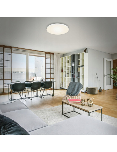 Plafon LED Briloner 38,7 cm, okrągły, biały - nowoczesne oświetlenie do kuchni i przestrzeni wspólnych, 24,5W, 2550 lumenów