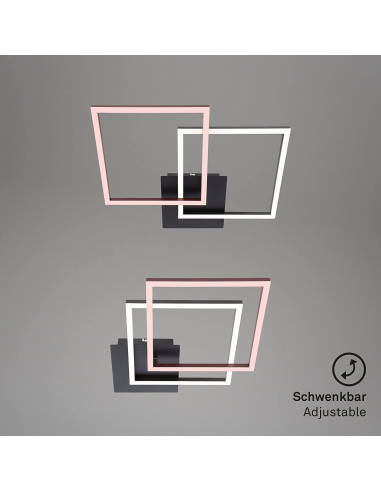 Plafon LED Briloner 62 x 22 cm, biały/czarny, ściemnialny, nowoczesny design do sypialni i salonów