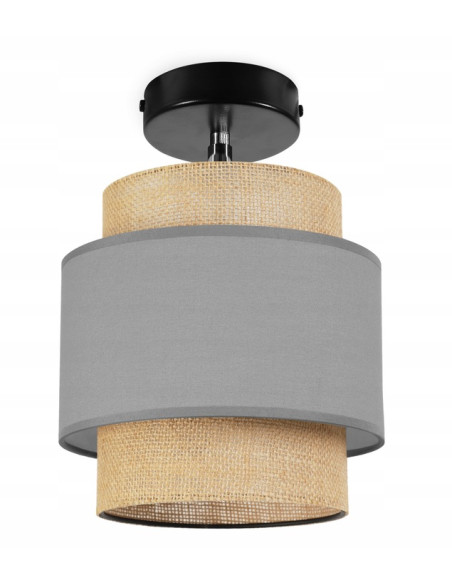 Kinkiet Boho w stylu skandynawskim - elegancka lampa rattanowa w kolorach czarnym, beżowym i szarym do czytania.