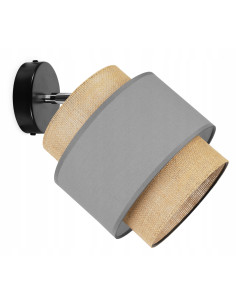 Kinkiet Boho w stylu skandynawskim - elegancka lampa rattanowa w kolorach czarnym, beżowym i szarym do czytania. 2