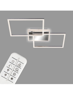 Plafon LED Briloner 50x38,8 cm srebrny z pilotem i regulacją barwy światła - nowoczesne oświetlenie do wnętrz