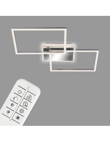 Plafon LED Briloner 50x38,8 cm srebrny z pilotem i regulacją barwy światła - nowoczesne oświetlenie do wnętrz
