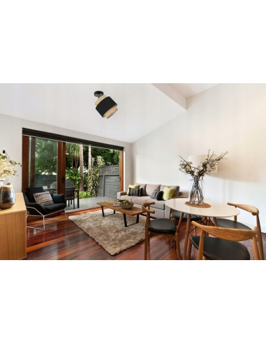 Lampa kinkietowa BOHO z regulacją światła w kolorach czarnym i beżowym - idealna do sypialni i salonu.