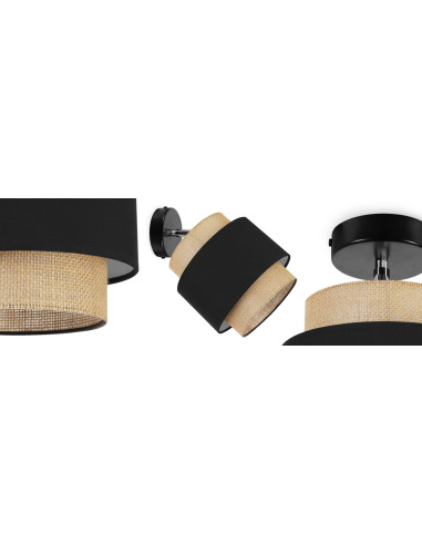 Lampa kinkietowa BOHO z regulacją światła w kolorach czarnym i beżowym - idealna do sypialni i salonu.