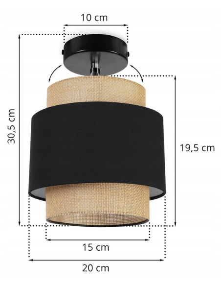 Lampa kinkietowa BOHO z regulacją światła w kolorach czarnym i beżowym - idealna do sypialni i salonu.