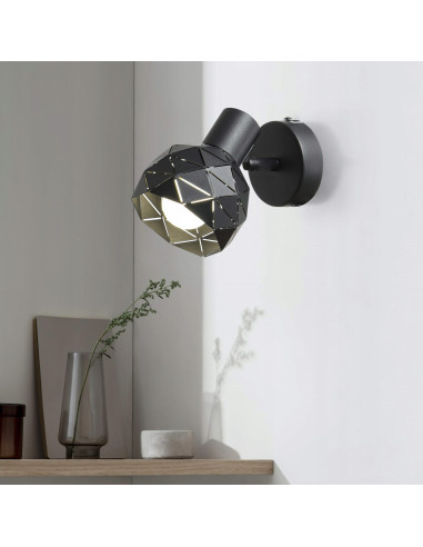 Kinkiet Metalowy Spot Reus - Elegancki Czarne Oświetlenie do Sypialni i Wnętrz z Regulacją Światła