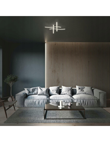 Plafon LED Briloner 47,5 cm czarny z 4 źródłami światła - nowoczesna lampa sufitowa do salonu i holu