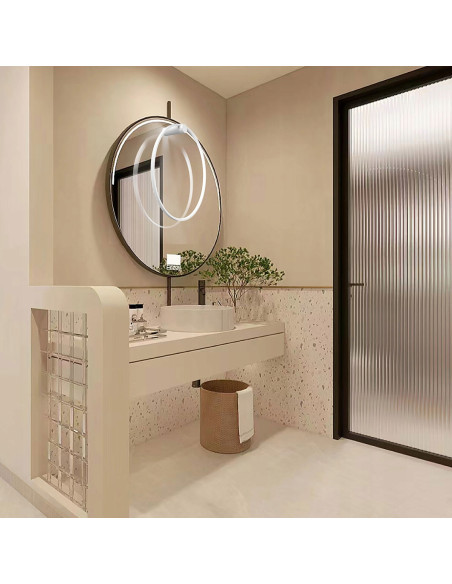 Kinkiet LED Mirror 60 cm biały okrągły, nowoczesne oświetlenie IP44 do łazienki, 2100 lumenów, zintegrowane źródło LED