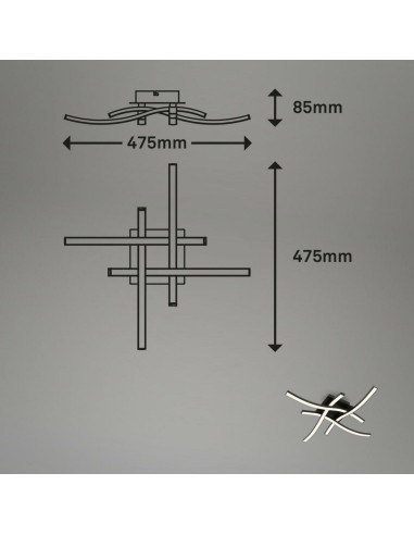 Plafon LED Briloner 47,5 cm czarny z 4 źródłami światła - nowoczesna lampa sufitowa do salonu i holu