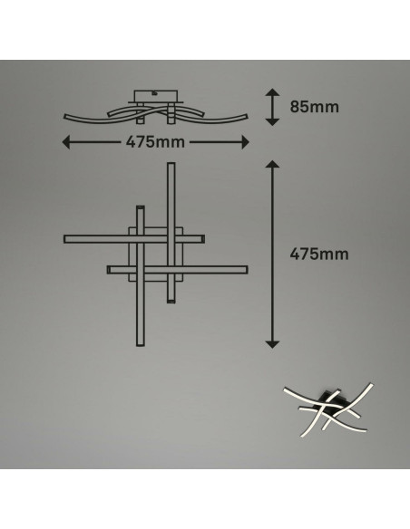 Plafon LED Briloner 47,5 cm czarny z 4 źródłami światła - nowoczesna lampa sufitowa do salonu i holu