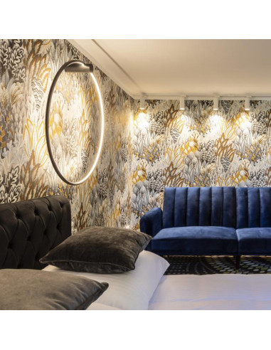 Nowoczesny kinkiet LED Mirror w kształcie koła, czarny, IP44 do łazienki, oświetlenie 2100 lumenów z ciepłym światłem