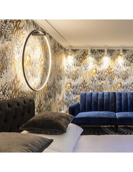 Nowoczesny kinkiet LED Mirror w kształcie koła, czarny, IP44 do łazienki, oświetlenie 2100 lumenów z ciepłym światłem