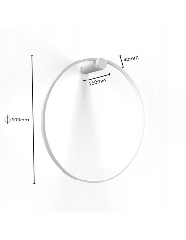 Kinkiet LED Mirror 60 cm biały okrągły, nowoczesne oświetlenie IP44 do łazienki, 2100 lumenów, zintegrowane źródło LED