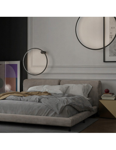 Nowoczesny kinkiet LED Mirror w kształcie koła, czarny, IP44 do łazienki, oświetlenie 2100 lumenów z ciepłym światłem