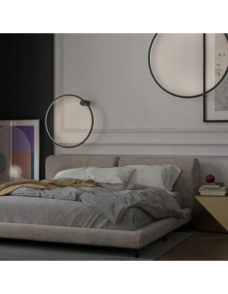 Nowoczesny kinkiet LED Mirror w kształcie koła, czarny, IP44 do łazienki, oświetlenie 2100 lumenów z ciepłym światłem