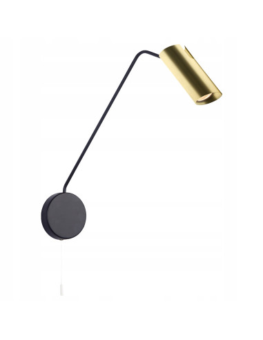 Nowoczesny kinkiet Futuro w kolorze czarno-złotym z regulowanym wysięgnikiem GU10 - eleganckie oświetlenie do wnętrz