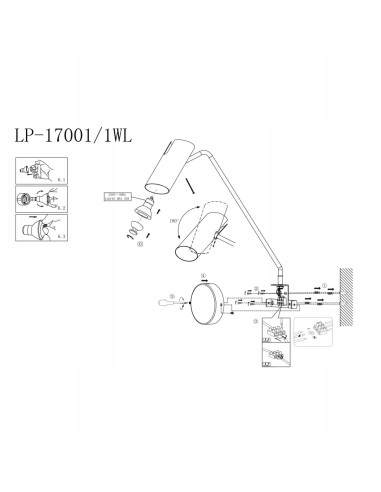 Nowoczesny kinkiet Futuro w kolorze czarno-złotym z regulowanym wysięgnikiem GU10 - eleganckie oświetlenie do wnętrz