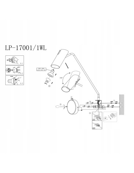 Nowoczesny kinkiet Futuro w kolorze czarno-złotym z regulowanym wysięgnikiem GU10 - eleganckie oświetlenie do wnętrz