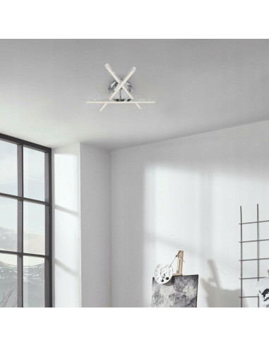 Nowoczesny Plafon LED Srebrny 40x11,2 cm z Zintegrowanym Źródłem Światła do Kuchni i Salonów - Outlet NS-Lighting